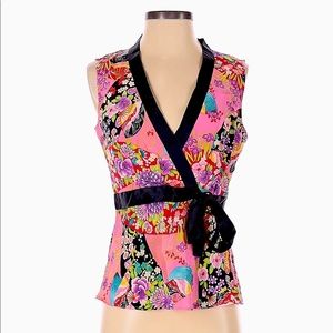 NWT Boston Proper Sleeveless Floral Multi (Washable) Silk Top - Size 12